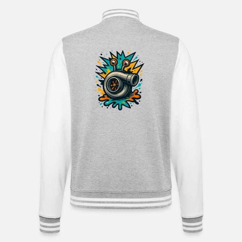 Turbo Schnecke Turbolader Boost Explosion - College-Sweatjacke - Grau meliert/Weiß