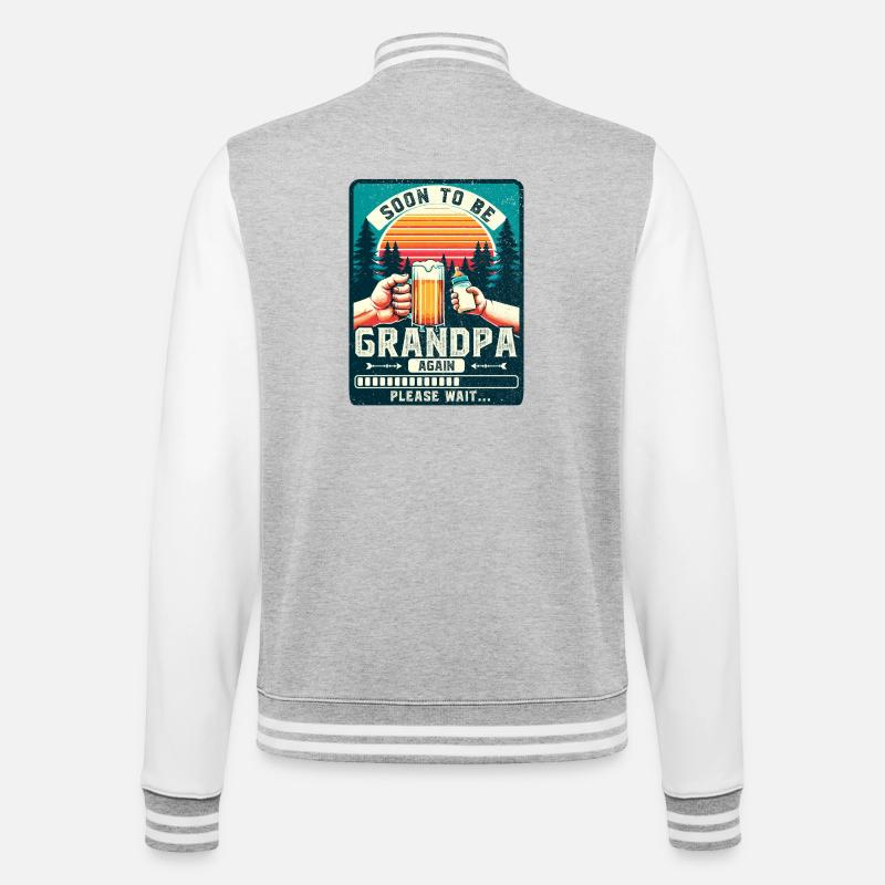 Werdender Opa loading zukünftiger Großvater - College-Sweatjacke - Grau meliert/Weiß
