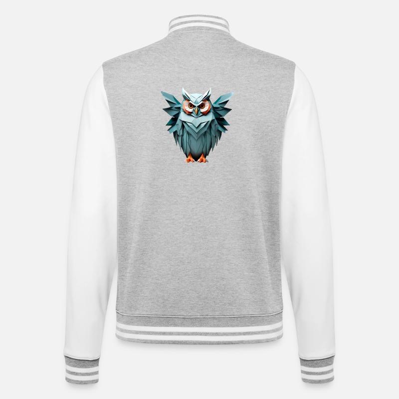 Blau Low-Poly Eule Design - College-Sweatjacke - Grau meliert/Weiß