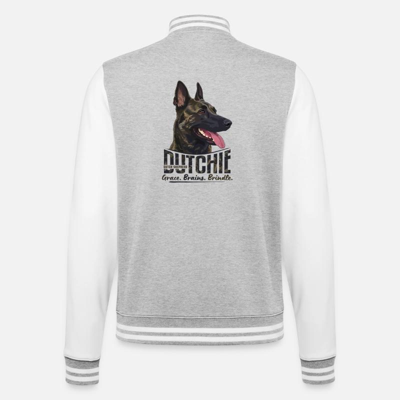 Dutchie - Holländischer Schäferhund - College-Sweatjacke - Grau meliert/Weiß