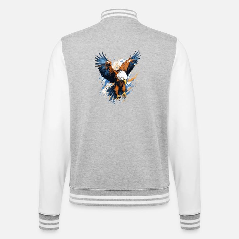Aigle orageux Splash Art - Veste Teddy - gris chiné / blanc