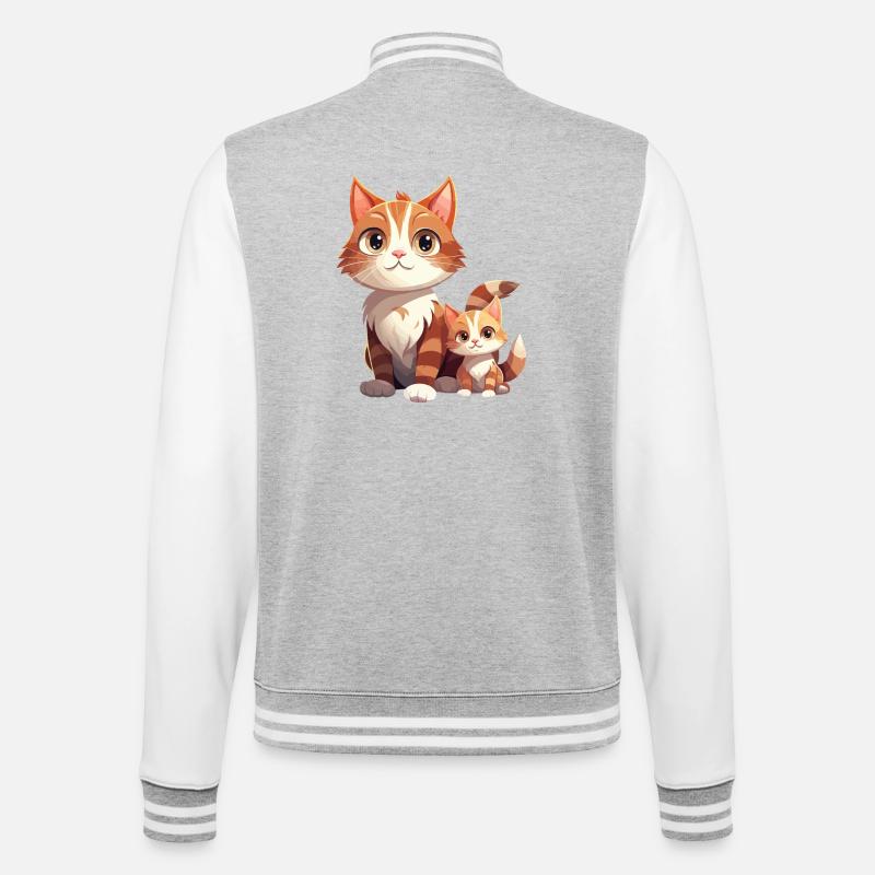 Chat amitié dessin animé Style chat - Veste Teddy - gris chiné / blanc