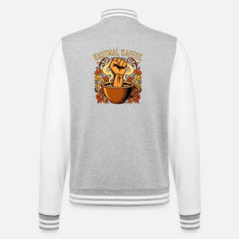 Déclaration de First Coffee Faust - Veste Teddy - gris chiné / blanc