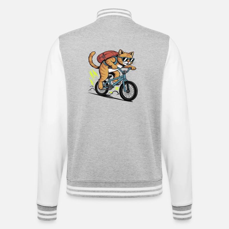 Aventure à moto cool des chats - Veste Teddy - gris chiné / blanc