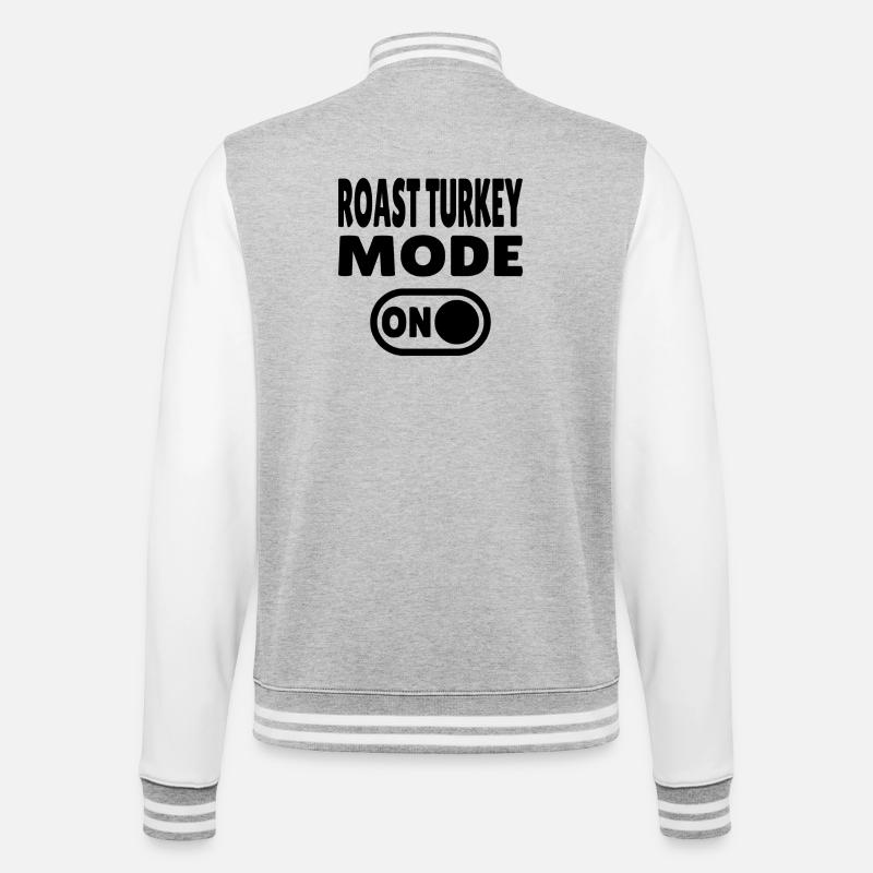 Roast Turkey Mode ON - College-Sweatjacke - Grau meliert/Weiß