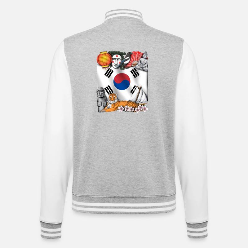 South Korea - College Sweat Jacket - heather grey/white