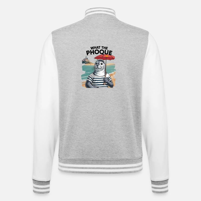 Normandy Seal Pride Humor-Geschenk - College-Sweatjacke - Grau meliert/Weiß