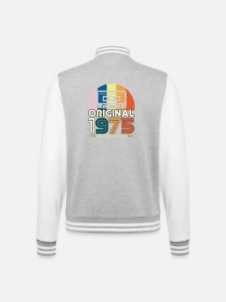 50 Jahre Jubiläum 1975 Vintage-Originalgeschenk - College-Sweatjacke - Grau meliert/Weiß