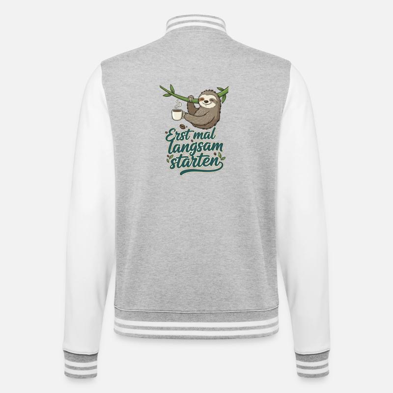 First start slowly sloth motif - College Sweat Jacket - heather grey/white