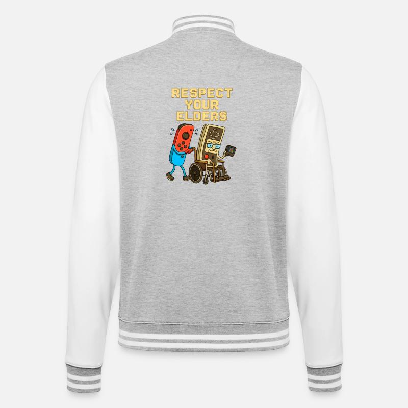 Respect Your Elders Gaming Control Retro  - College-Sweatjacke - Grau meliert/Weiß