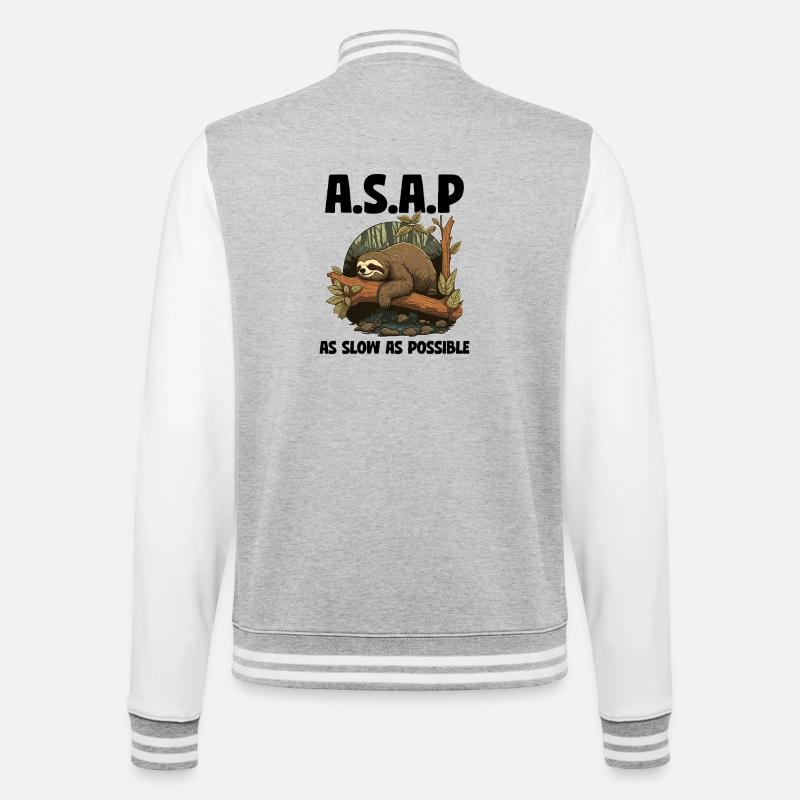 Sloth ASAP As Slow As Possible - College Sweat Jacket - heather grey/white