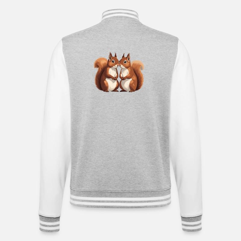 Zwillings Eichhörnchen Liebespaar - College-Sweatjacke - Grau meliert/Weiß