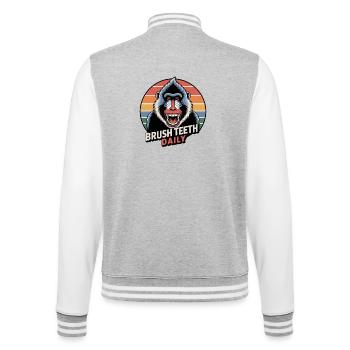 Täglich Zähne putzen Mandrill Affe - College-Sweatjacke - Grau meliert/Weiß - Hinten - Marisol (170cm)