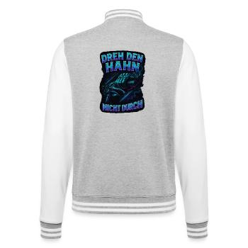 Ne pas ouvrir le robinet | Diction motard - Veste Teddy - gris chiné / blanc - Dos - Marisol (170cm)