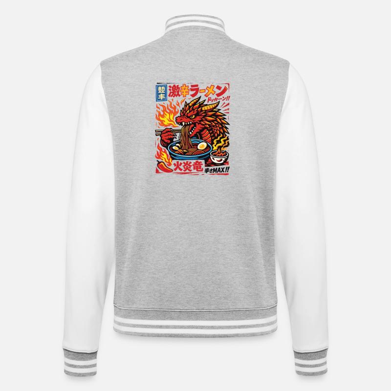 Dragons | Ramen | Noodle soup | extra spicy - College Sweat Jacket - heather grey/white