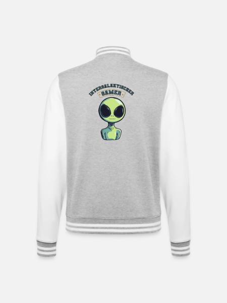 intergalaktischer gamer alien zocken - College-Sweatjacke - Grau meliert/Weiß