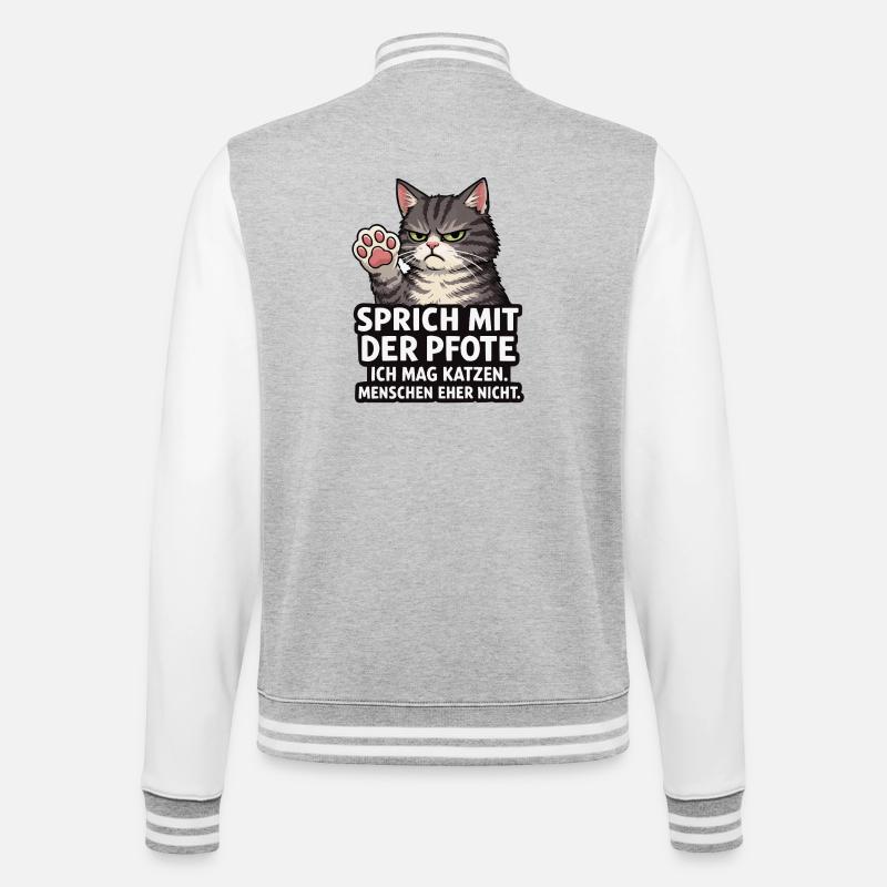 Parle à la Patte – Chat Grognon - Veste Teddy - gris chiné / blanc