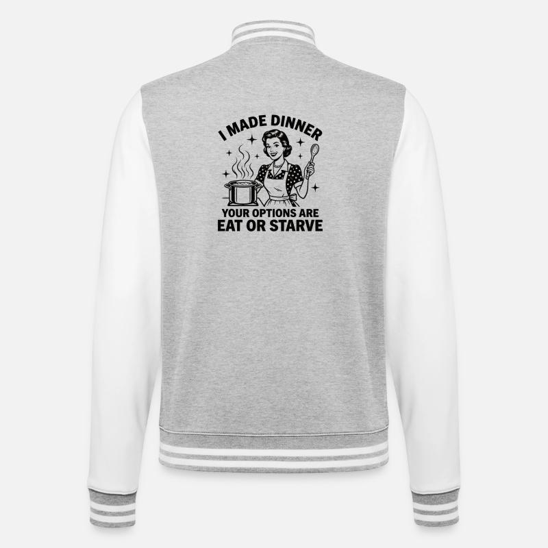 Küchen-Chef: Friss oder stirb! - College-Sweatjacke - Grau meliert/Weiß