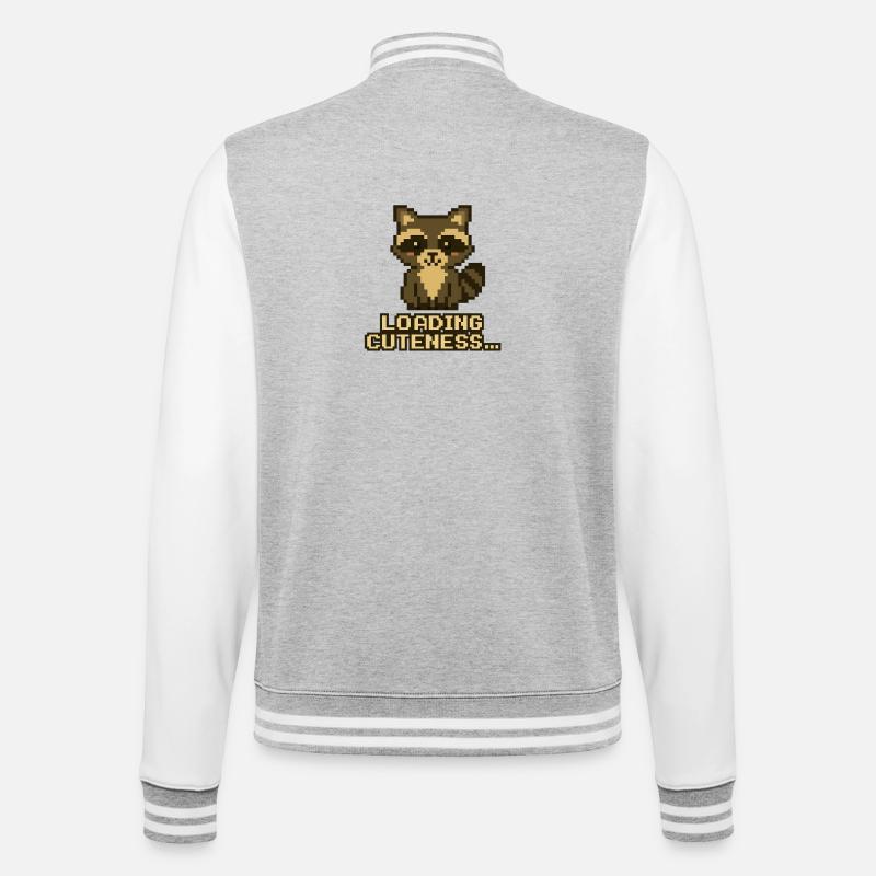 Pixel Raccoon : Beaucoup de mignonnerie - Veste Teddy - gris chiné / blanc