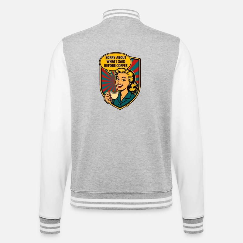 Before Coffee – Retro Meme - College Sweat Jacket - heather grey/white