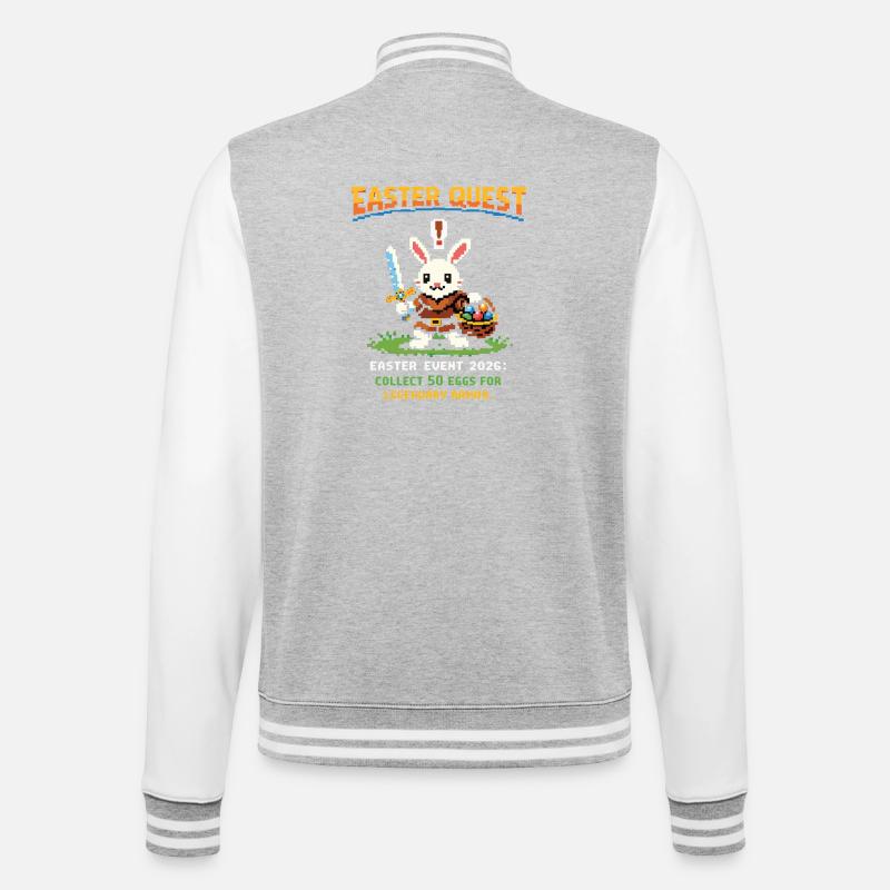 Easter Quest Pixel Bunny - College-Sweatjacke - Grau meliert/Weiß