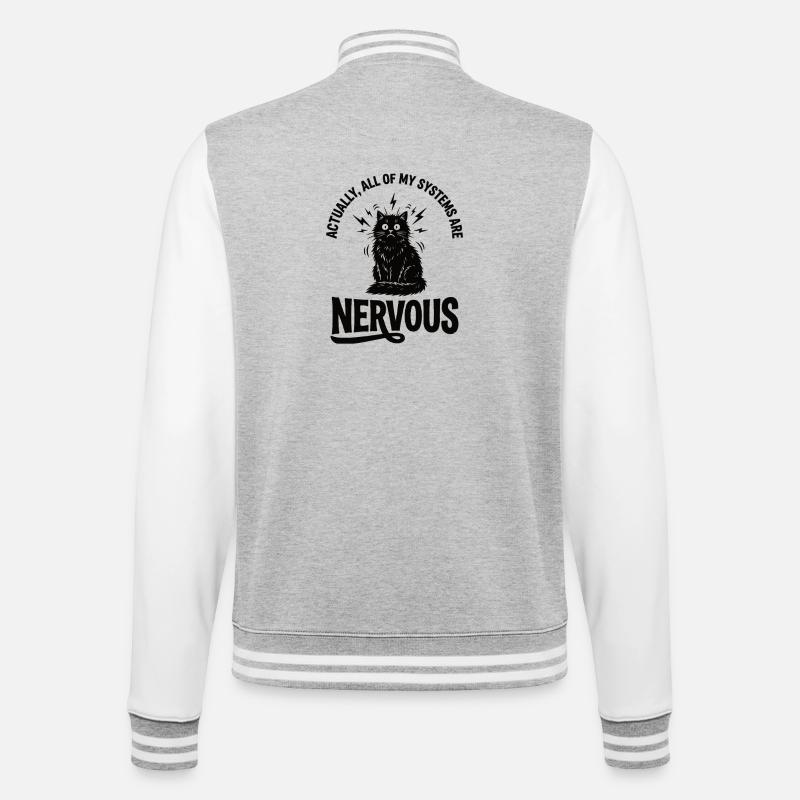 Echte Ironie Katze Nervensystem Statement - College-Sweatjacke - Grau meliert/Weiß