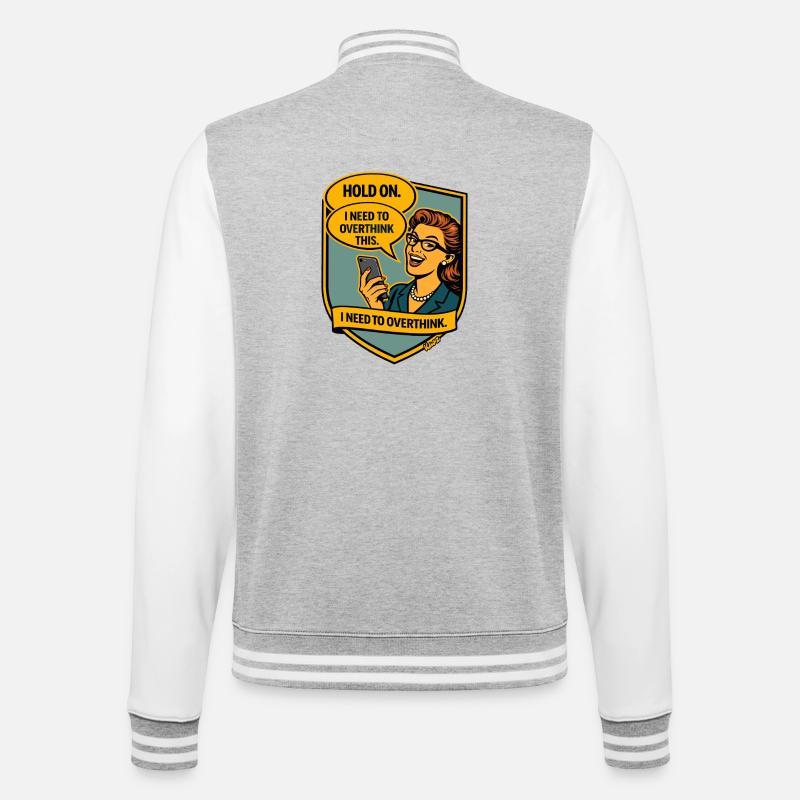 Stop – Repense Overthinker Comic - Veste Teddy - gris chiné / blanc