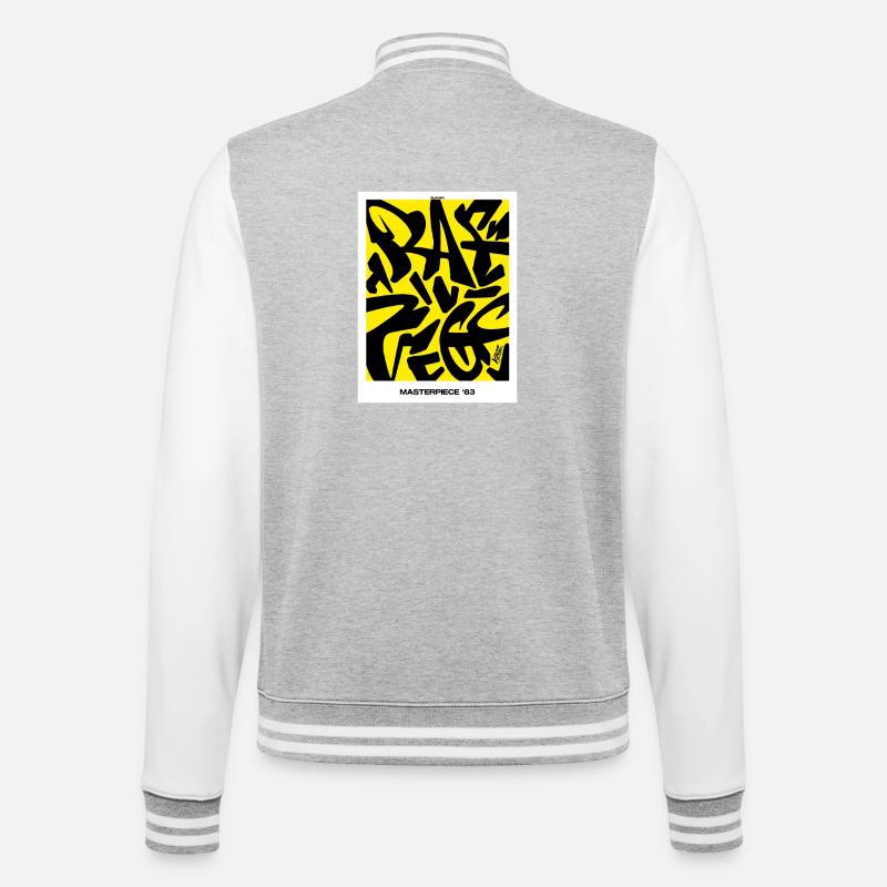 Chef-d’œuvre 83 : graffiti jaune-noir - Veste Teddy - gris chiné / blanc