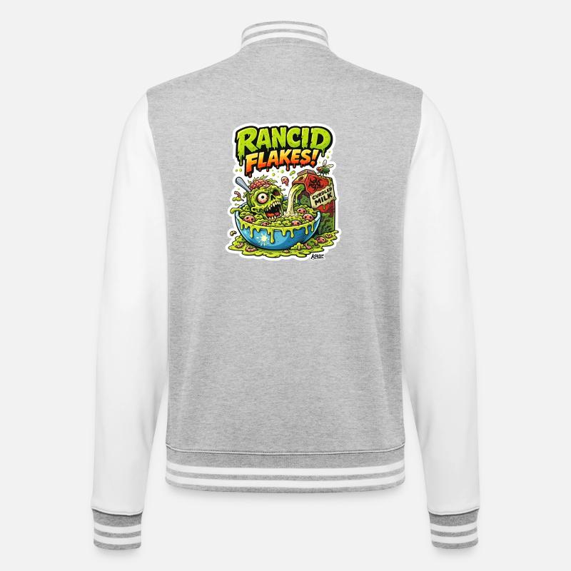 Ekelhaftes Schädelflockenmonster - College-Sweatjacke - Grau meliert/Weiß