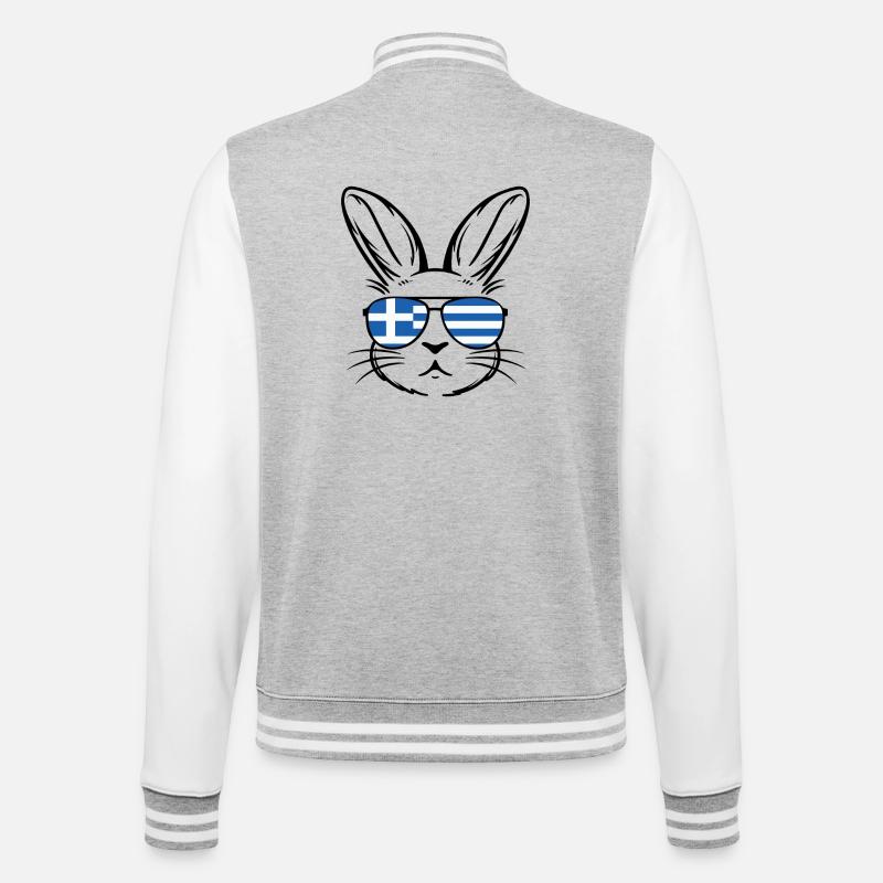 Greek Easter Greek Flag Easter Bunny - College Sweat Jacket - heather grey/white