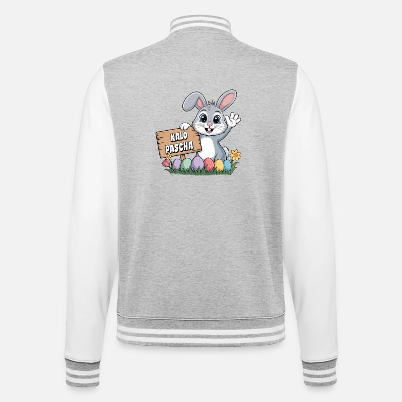 Kalo Pascha Easter Rabbit Greek Easter - College Sweat Jacket - heather grey/white