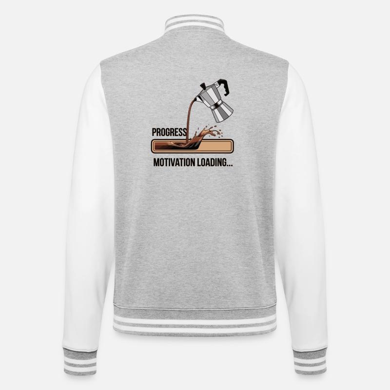 Kaffee Lover Shirt – Motivation Loading Progress - College-Sweatjacke - Grau meliert/Weiß