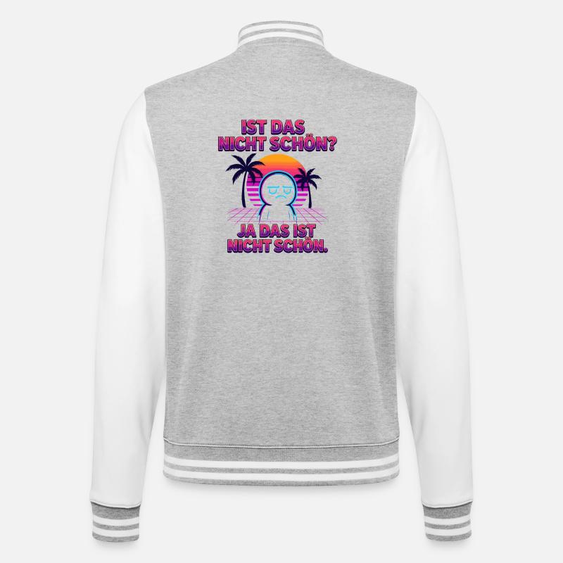 Nicht-schön Synthwave Neonspruch - College-Sweatjacke - Grau meliert/Weiß