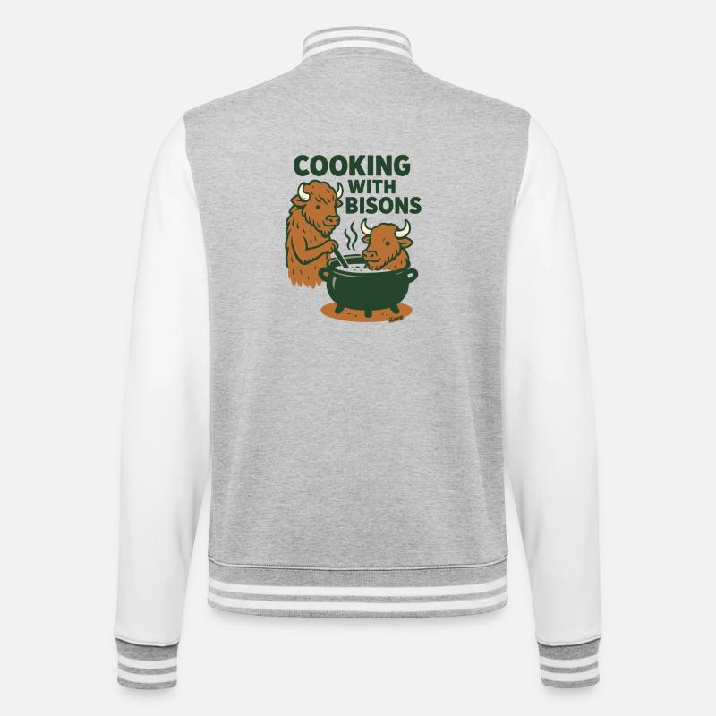 Cuisiner avec les bisons - Veste Teddy - gris chiné / blanc