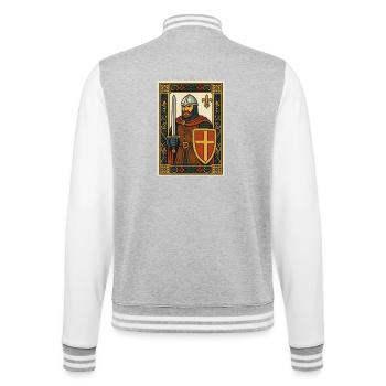 Emblème de tuile de chevalier médiéval - Veste Teddy - gris chiné / blanc - Dos - Marisol (170cm)