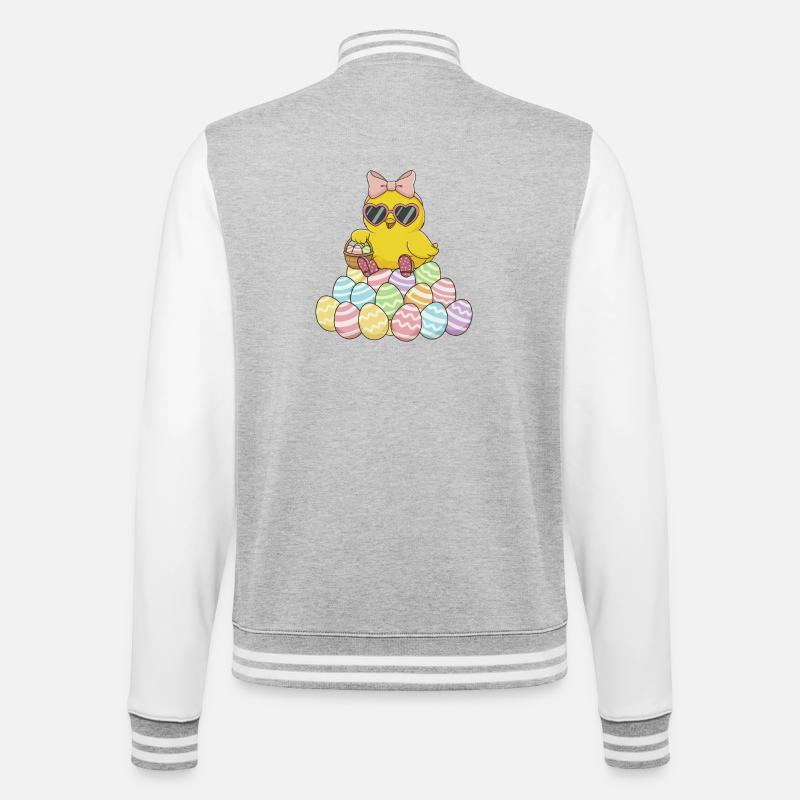 Pastel Chick Easter Egg Parade - College Sweat Jacket - heather grey/white