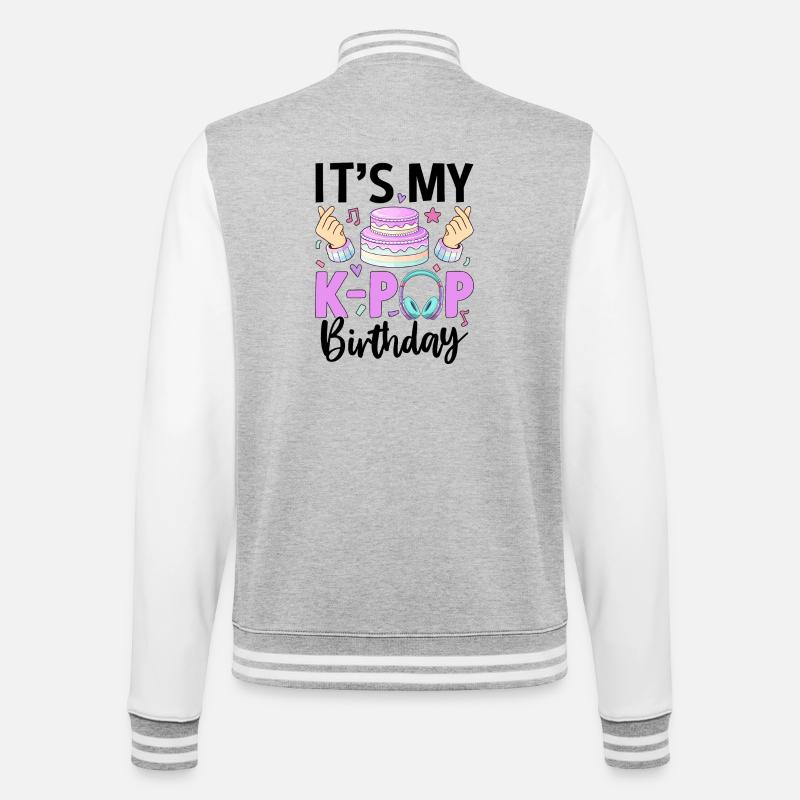 C’est mon anniversaire de K Pop - Veste Teddy - gris chiné / blanc