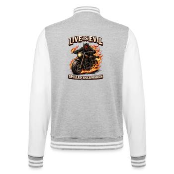 Live Is Evil Spelled Backwards - College Sweat Jacket - heather grey/white - Back - Marisol (170cm)