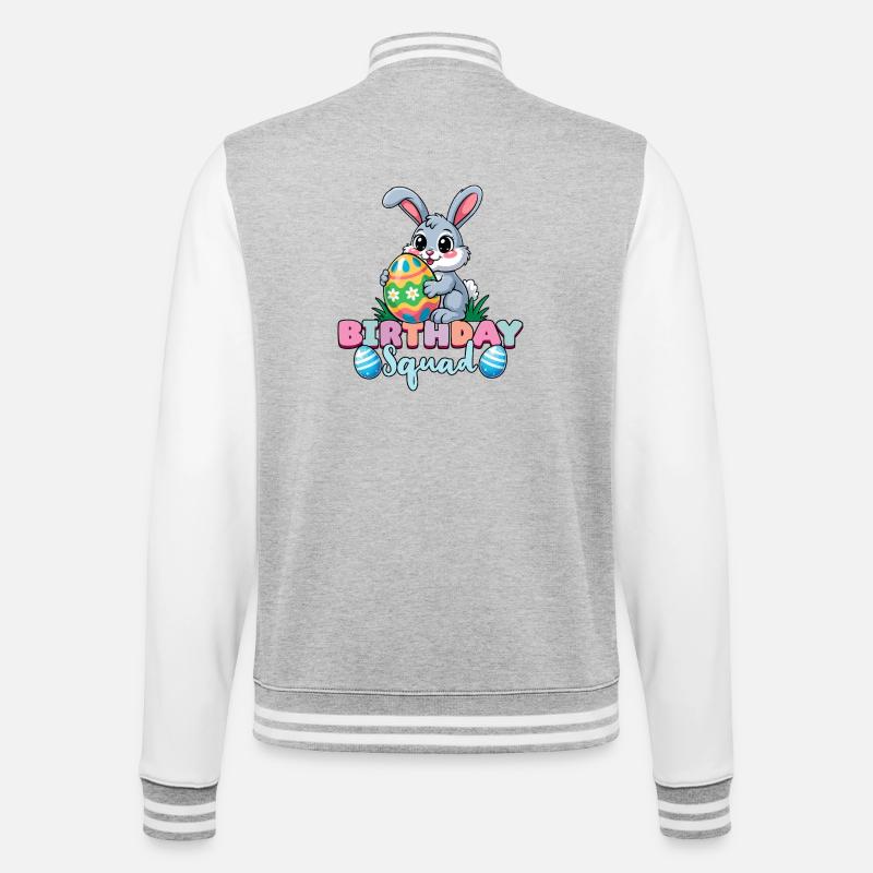 Birthday Squad Happy Easter Bunny Spring - College Sweat Jacket - heather grey/white