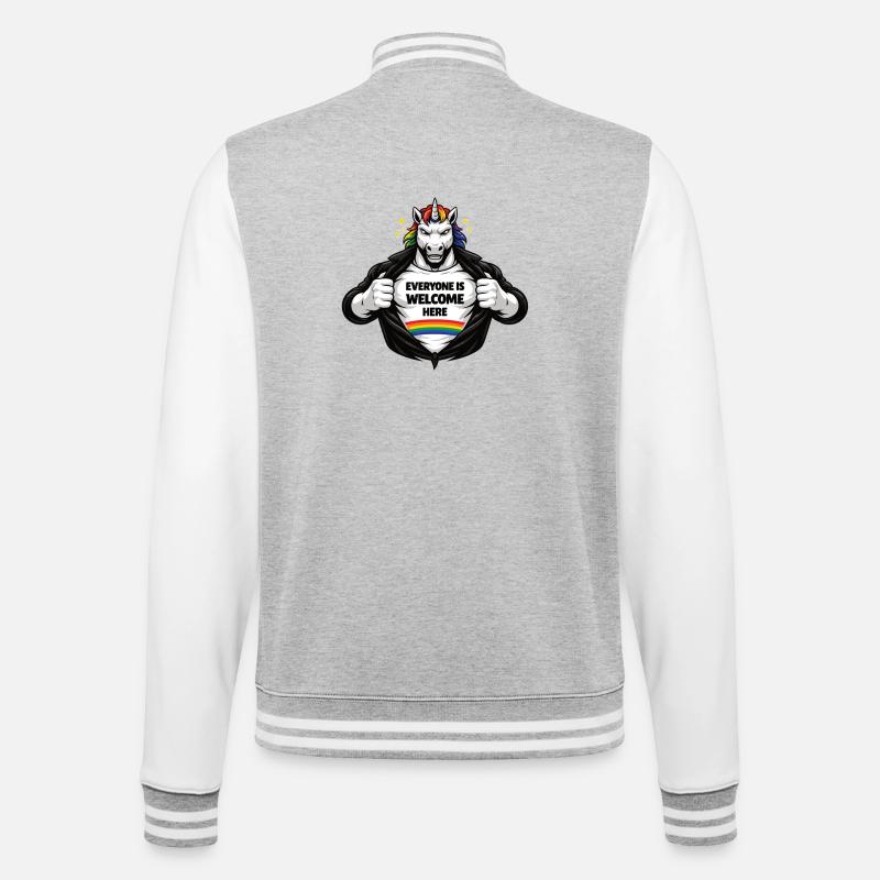 Design de déclaration arc-en-ciel Diversité & Respect - Veste Teddy - gris chiné / blanc