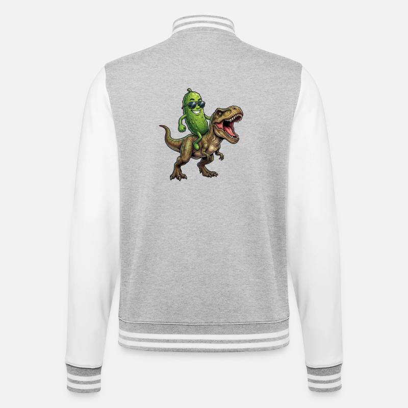 Un concombre aigre chevauche un dinosaure - Veste Teddy - gris chiné / blanc