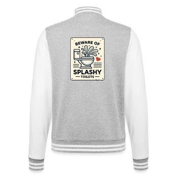 Attention au panneau des toilettes éclaboussantes - Veste Teddy - gris chiné / blanc - Dos - Marisol (170cm)