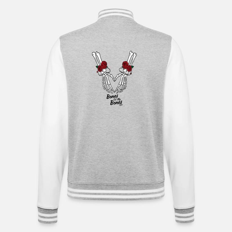 Skeleton Heart with Roses - College Sweat Jacket - heather grey/white