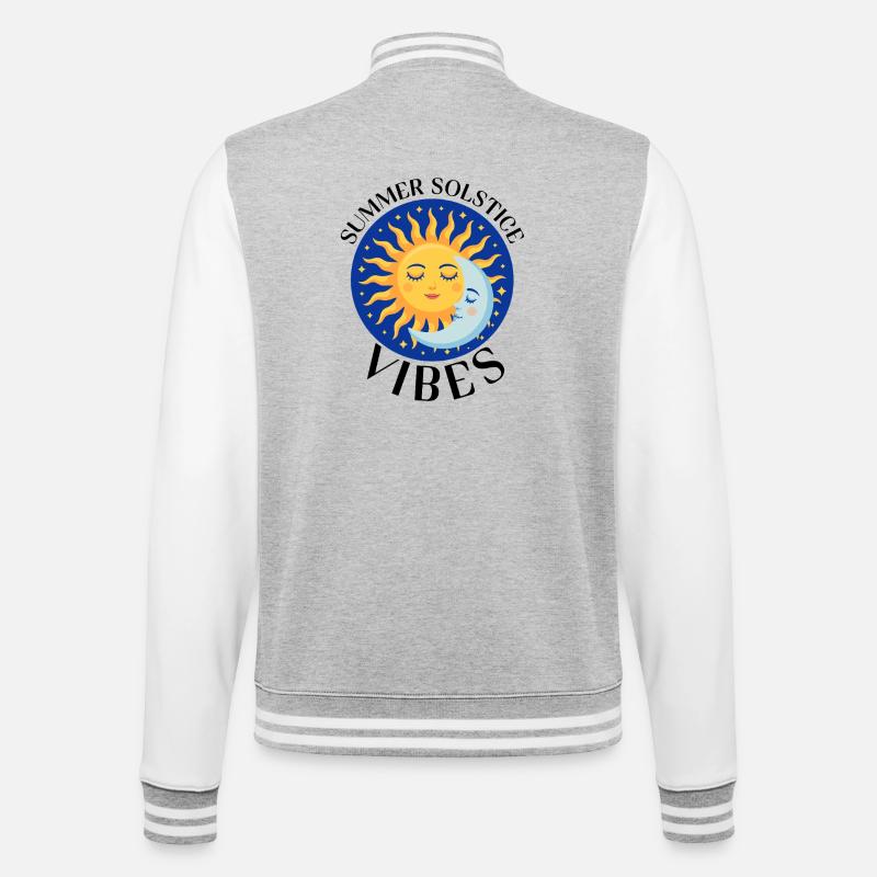 Litha Pagan Summer Solstice Midsummer Midsommar - College Sweat Jacket - heather grey/white