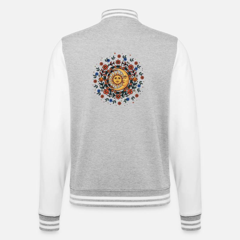 Litha Pagan Summer Solstice Midsummer Midsommar - College Sweat Jacket - heather grey/white