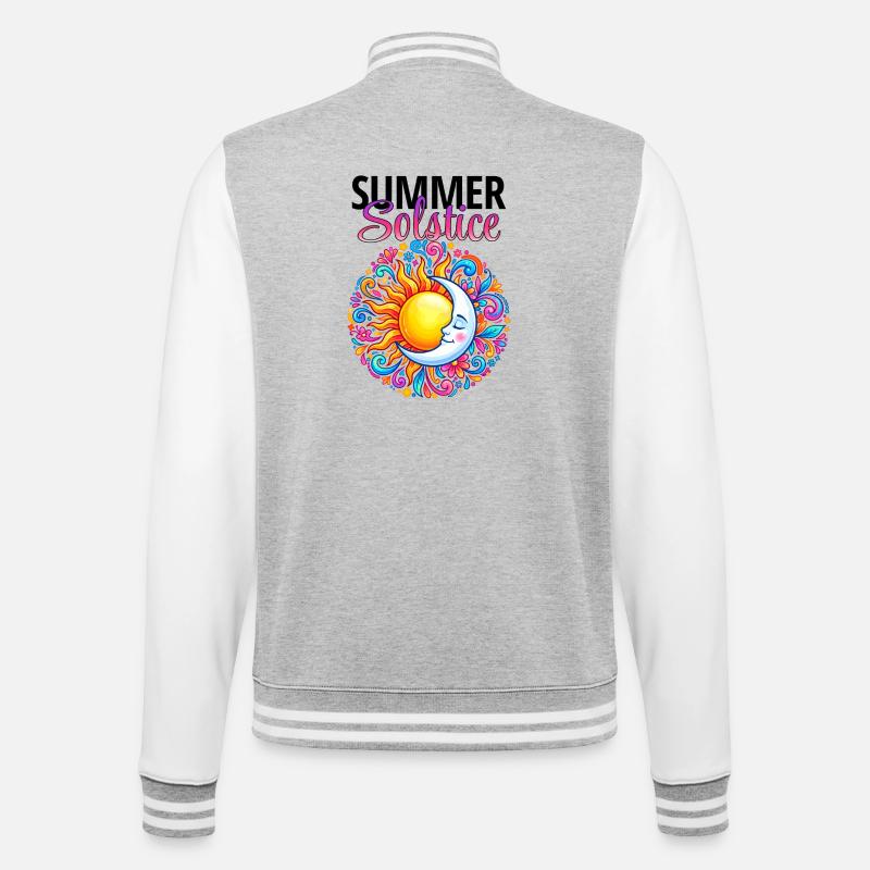 Litha Pagan Summer Solstice Midsummer Midsommar - College Sweat Jacket - heather grey/white