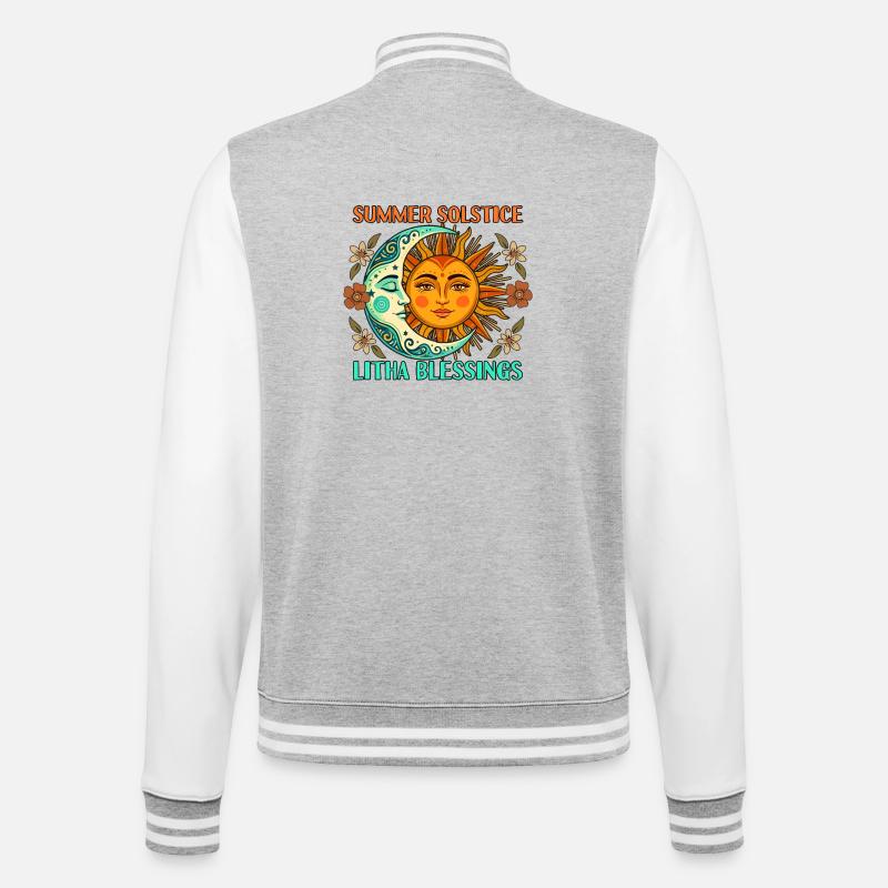 Litha Pagan Summer Solstice Midsummer Midsommar - College Sweat Jacket - heather grey/white