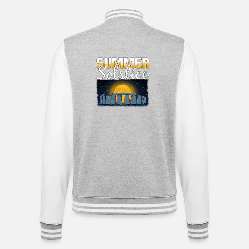 Litha Pagan Summer Solstice Midsummer Midsommar - College Sweat Jacket - heather grey/white