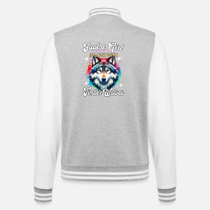 Grauwolf Mädchen Timber Wolf - College-Sweatjacke - Grau meliert/Weiß