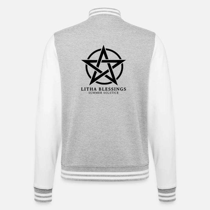 Litha Pagan Summer Solstice Midsummer Midsommar - College Sweat Jacket - heather grey/white